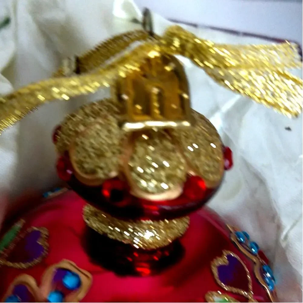 Garnet Red Glass Christmas Ornament Renaissance Style Jeweled
